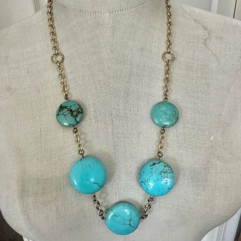 Chunky Turquoise Howlite Statement Necklace